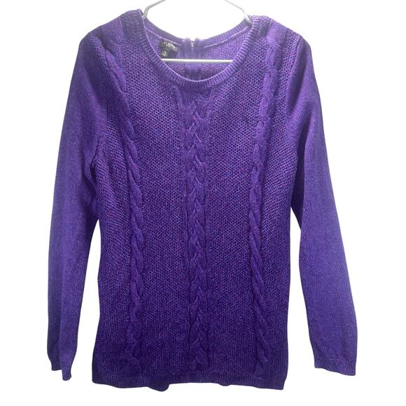 Talbots Petites Women’s Purple Cable Knit Sweater Size MP Medium Petite - Picture 1 of 7